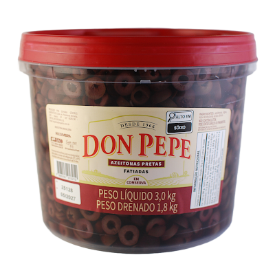 Azeitonas Pretas Fatiadas 1,8kg