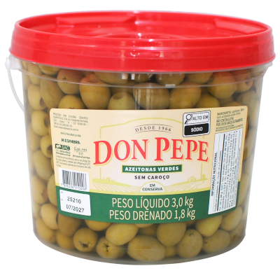 Azeitonas Verdes sem Caroço balde 1,8kg